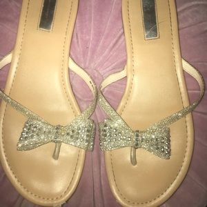 INC beaded bow sandals